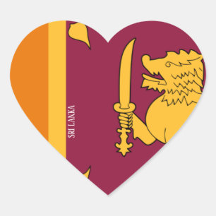 Sri Lanka Flag Splendid Patriotic Heart Sticker