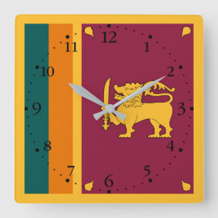 Sri Lanka Flag Square Wall Clock