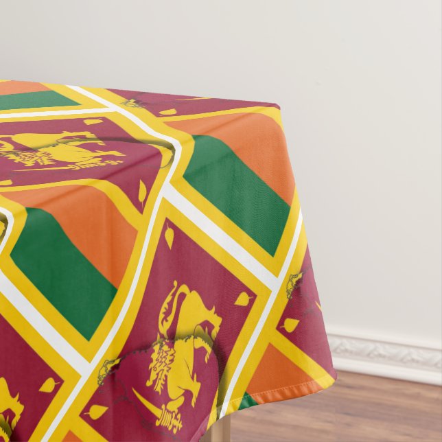 SRI LANKA Flag Stylish Patriotic Geometric Tablecloth (In Situ)