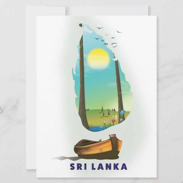 Sri Lanka Illustrated map tourism poster. (Front)