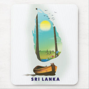 Sri Lanka Illustrated map tourism poster. Mouse Pad