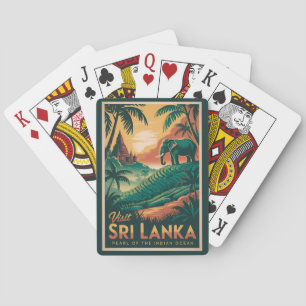 Sri Lanka Landscape Illustration Travel Art Retro Playing Cards
