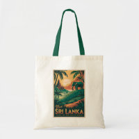 Sri Lanka Landscape Illustration Travel Art Retro