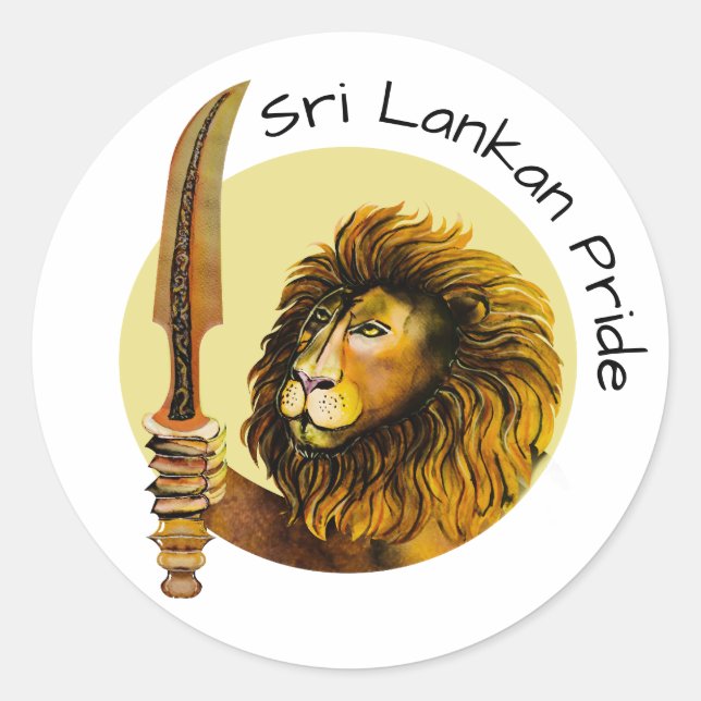 Sri Lanka Lion Classic Round Sticker (Front)
