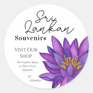 Sri Lanka Lotus Flower Painting Classic Round Sticker