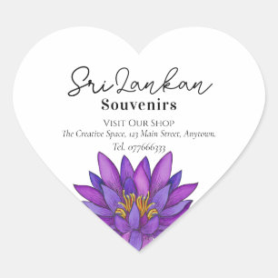 Sri Lanka Lotus Flower Painting Heart Sticker