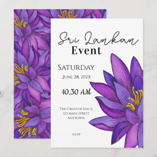 Sri Lanka  Lotus Flower Painting Invitation