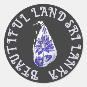 Sri Lanka Lotus Map Classic Round Sticker