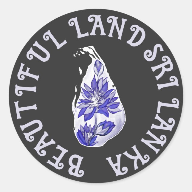 Sri Lanka Lotus Map Classic Round Sticker (Front)