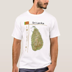 Sri Lanka Map + Flag + Title T-Shirt
