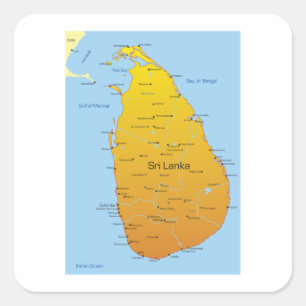 Sri Lanka Map Square Sticker