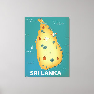 Sri Lanka map travel poster Canvas Print