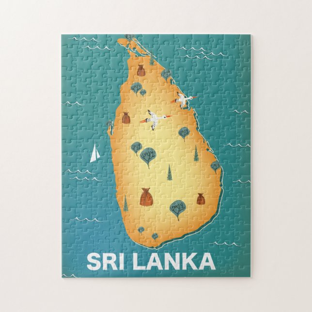 Sri Lanka map travel poster Jigsaw Puzzle (Vertical)