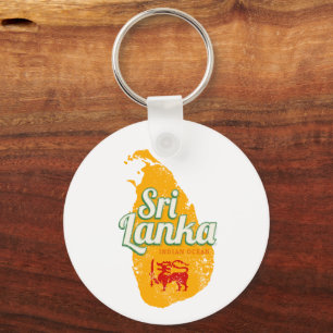 Sri Lanka Map Vintage Holiday Island Souvenir Keychain