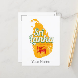 Sri Lanka Map Vintage Holiday Island Souvenir Postcard