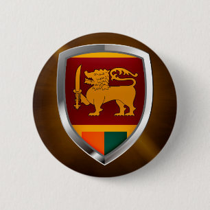 Sri Lanka Metallic Emblem 2 Inch Round Button