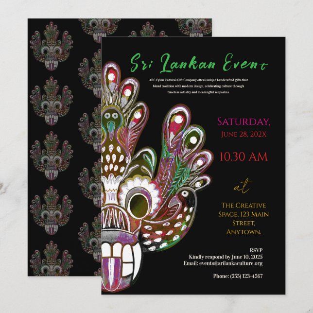 Sri Lanka Modern Cultural design Invitation (Front/Back)
