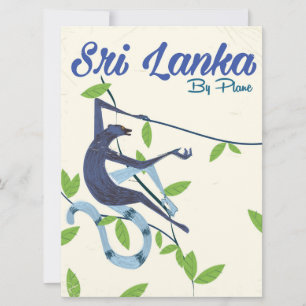 Sri lanka monkey vintage vacation poster