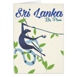 Sri lanka monkey vintage vacation poster