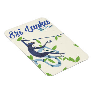 Sri lanka monkey vintage vacation poster magnet