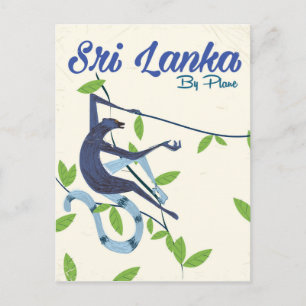 Sri lanka monkey vintage vacation poster postcard