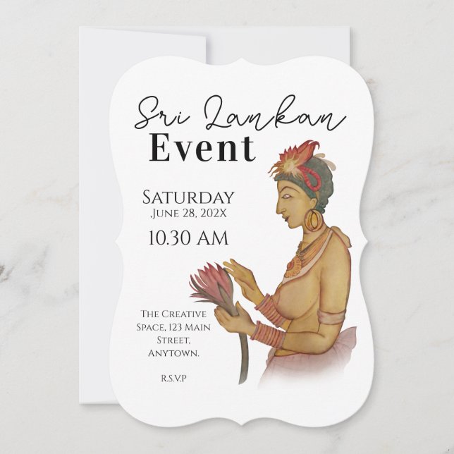 Sri Lanka  Sigiri Paintings Invitation (Front)