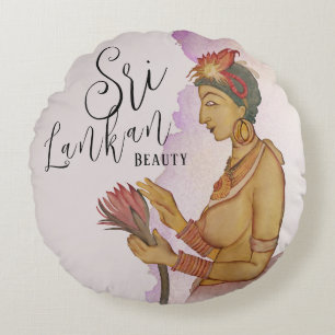 Sri Lanka Sigiriya Paintings Round Pillow