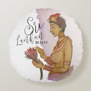 Sri Lanka Sigiriya Paintings Round Pillow