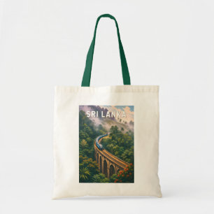 Sri Lanka Train Illustration Travel Art Vintage Tote Bag