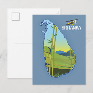 Sri Lanka travel map Holiday Postcard
