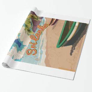 Sri Lanka Vintage Vacation Travel Poster Wrapping Paper