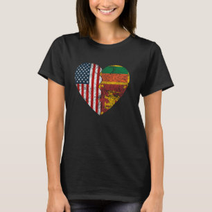 Sri Lankan American Flags Heart United States Sri T-Shirt
