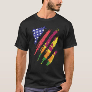 Sri Lankan American Patriot Grown Heart Flag Strip T-Shirt