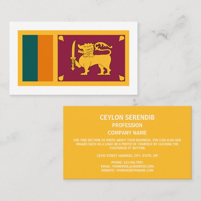 Sri Lankan Flag, Flag of Sri Lanka Business Card (Front/Back)