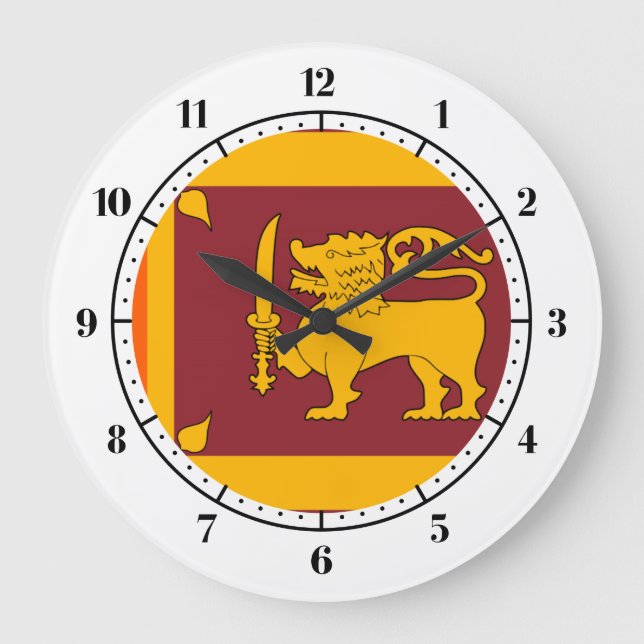 Sri Lankan flag Large Clock (Front)