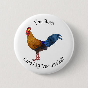 Sri Lankan junglefowl bird cartoon illustration 2 Inch Round Button