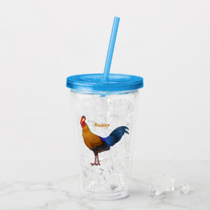 Sri Lankan junglefowl bird cartoon illustration Acrylic Tumbler