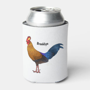 Sri Lankan junglefowl bird cartoon illustration Can Cooler