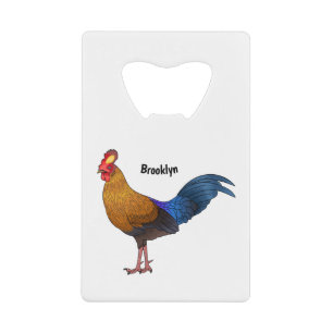 Sri Lankan junglefowl bird cartoon illustration Credit Card Bottle Opener