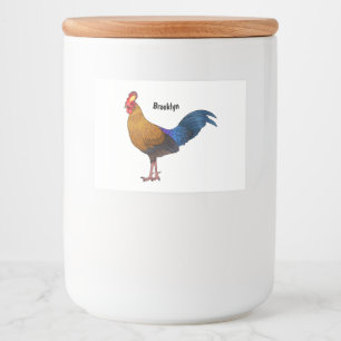 Sri Lankan junglefowl bird cartoon illustration Food Label