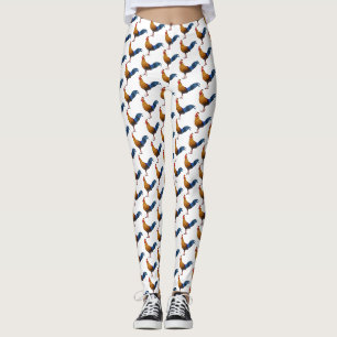 Sri Lankan junglefowl bird cartoon illustration Leggings