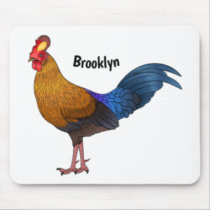 Sri Lankan junglefowl bird cartoon illustration Mouse Pad