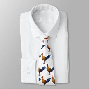 Sri Lankan junglefowl bird cartoon illustration Tie