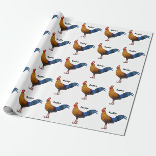 Sri Lankan junglefowl bird cartoon illustration  Wrapping Paper