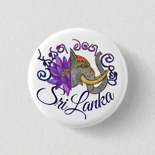 Sri Lankan souvenirs with Elephant and Lotus 1 Inch Round Button