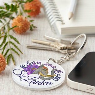 Sri Lankan souvenirs with Elephant and Lotus Keychain