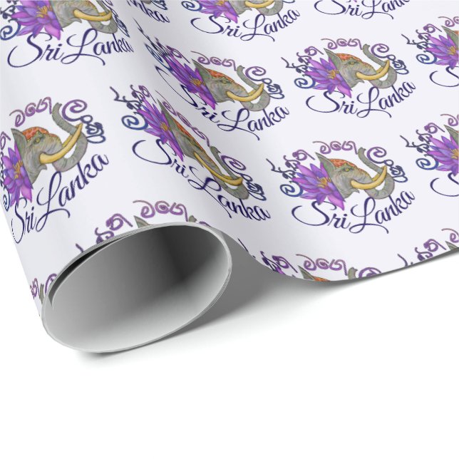Sri Lankan souvenirs with Elephant and Lotus Wrapping Paper (Roll Corner)