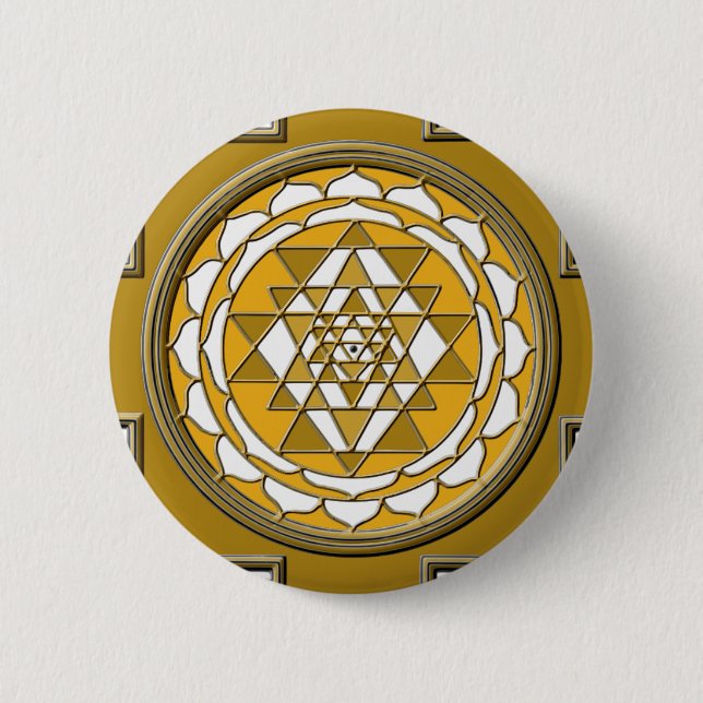 Sri Yantra Bronze 2 Inch Round Button (Front)