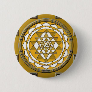 Sri Yantra Bronze 2 Inch Round Button