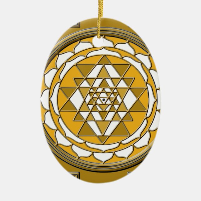 Sri Yantra Bronze Ceramic Ornament (Front)